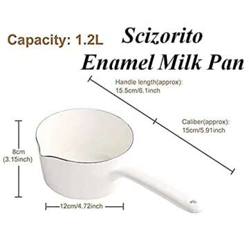 Scizorito 1.2L Enamel Milk Pan - Nonstick with Pour Spouts for Easy Cooking