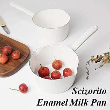 Scizorito Enamel Milk Pan - 1.2L Nonstick Cooking Pot