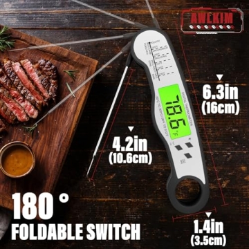 Fast Instant Read Meat Thermometer with Backlight - Waterproof