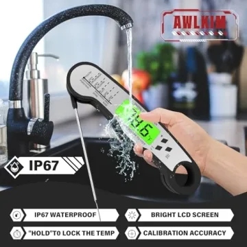 Fast Instant Read Meat Thermometer with Backlight - Waterproof