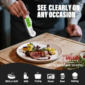 Fast Instant Read Meat Thermometer with Backlight - Waterproof