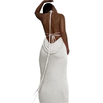JUMISEE Women Sexy Backless Draped Maxi Dress - Elegant, Sleeveless, Flexible Styling