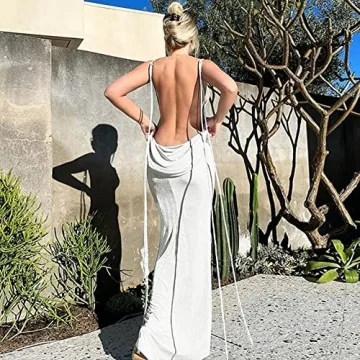 JUMISEE Women Sexy Backless Maxi Dress for Parties