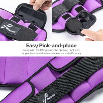 Sportneer Adjustable Ankle Weights for Women and Men：1 Pair 1 2 3 4 6 7 8 10 lbs Upgraded Easily A...