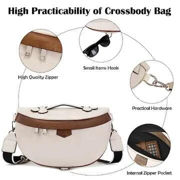 Eslcorri Crossbody Bags for Women - Fashion Sling Purse Shoulder Bag Fanny Pack Leather Causal Chest Bum Bag with Adjustable Wide Strap for Workout Traveling Running Shopping