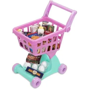 Play Circle Grocery Cart Toy with Food for Kids