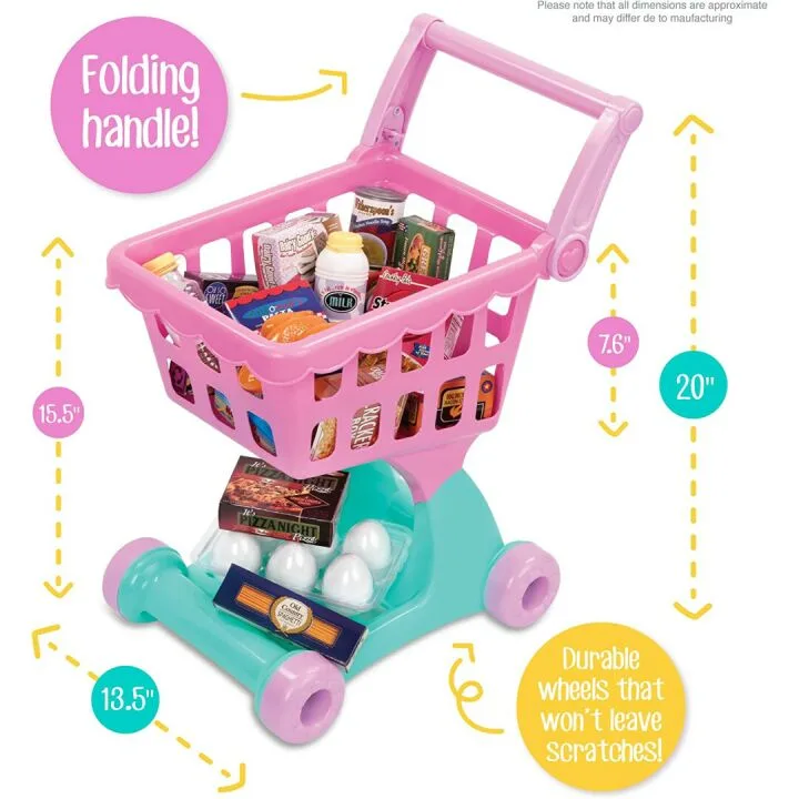 Play Circle Grocery Cart Toy with Food for Kids