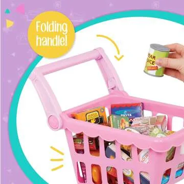 Play Circle Grocery Cart Toy with Food for Kids