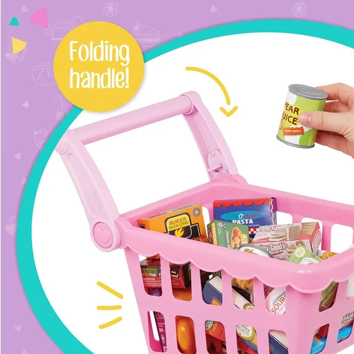Play Circle Grocery Cart Toy with Food for Kids