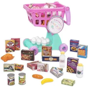 Play Circle Grocery Cart Toy with Food for Kids