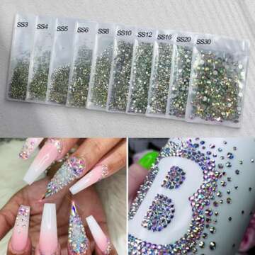 Flatback Glass Crystals Rhinestones for Nails AB Gems Stones Beads Nail Art Rhinestones for Decoration Accessories Crafts Eye Makeup Clothes Shoes (SS20)