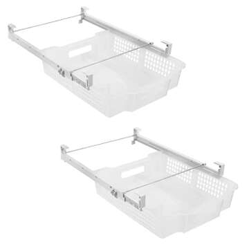 Smart Design Adjustable Pull Out Refrigerator Drawer - Extra Large, Set of 2 - BPA Free - Holds 20 l...