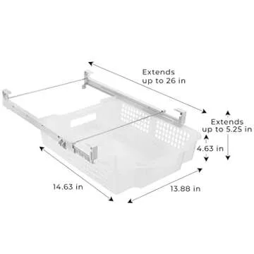 Smart Design Adjustable Pull Out Refrigerator Drawer - Extra Large, Set of 2 - BPA Free - Holds 20 lbs - Extendable Sliding Fridge Bin, Freezer, Pantry Food Holder Storage Organizer - Kitchen - Clear