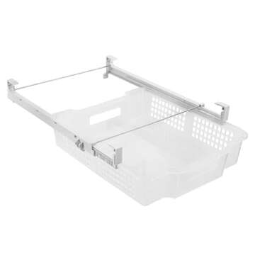 Smart Design Adjustable Pull Out Refrigerator Drawer - Extra Large, Set of 2 - BPA Free - Holds 20 lbs - Extendable Sliding Fridge Bin, Freezer, Pantry Food Holder Storage Organizer - Kitchen - Clear