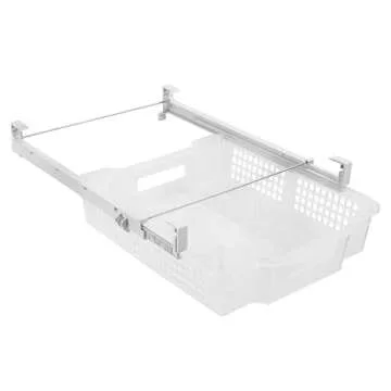 Smart Design Adjustable Pull Out Refrigerator Drawer - Extra Large, Set of 2 - BPA Free - Holds 20 lbs - Extendable Sliding Fridge Bin, Freezer, Pantry Food Holder Storage Organizer - Kitchen - Clear