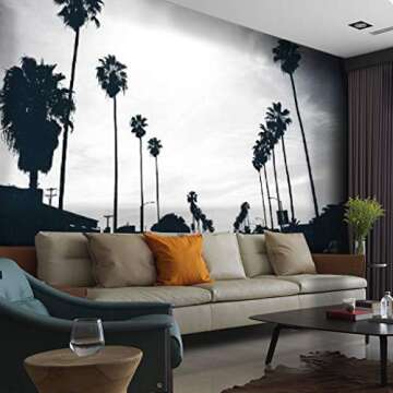 RECETHROWS Wall Mural Los Angeles Streets Black and Whites and Pictures Peel and Stick Wallpaper Sel...