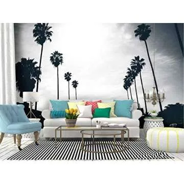 RECETHROWS Wall Mural Los Angeles Streets Black and Whites and Pictures Peel and Stick Wallpaper Self Adhesive Wallpaper Large Wall Sticker Removable Vinyl Film Roll Shelf Paper Home Decor