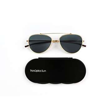 ThinOptics Milano Gold Frame Aviator Sunglasses with Case - Style & Protection