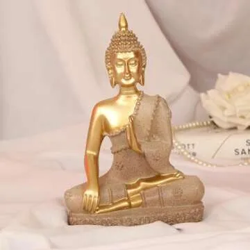 Golden 6.5" Buddha Statue for Home Decor and Gifts