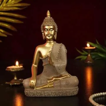 Golden 6.5" Buddha Statue for Home Decor and Gifts