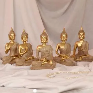 Golden 6.5" Buddha Statue for Home Decor and Gifts