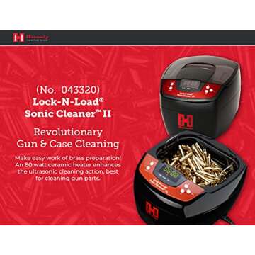 Hornady Lock-N-Load Sonic Cleaner 2L, 110V, 043320 - Premium Way to Clean Gun Parts & Bullet Casings - 80 Watt Heated Ultrasonic Cleaner Helps Remove Built-Up Carbon Residue with High Frequency Energy