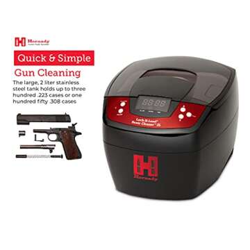 Hornady Lock-N-Load Sonic Cleaner 2L, 110V, 043320 - Premium Way to Clean Gun Parts & Bullet Casings - 80 Watt Heated Ultrasonic Cleaner Helps Remove Built-Up Carbon Residue with High Frequency Energy