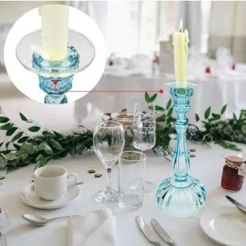 VGEUNA 12 Pieces Bent Glass Candle Bobeches, Candle Rings, Bobeches for Candlestick Holders (Round)