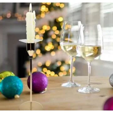 VGEUNA 12 Pieces Bent Glass Candle Bobeches, Candle Rings, Bobeches for Candlestick Holders (Round)