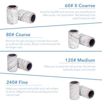 GazePlus 100 Pcs Zebra Sanding Bands for Nail Drills