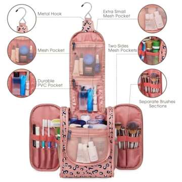 Narwey Small Hanging Toiletry Bag Women Travel Makeup Bag Organizer Toiletries Bag for Travel Size E...