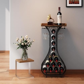 Stylish X-cosrack Wine Rack 14 Bottles with Glass Holder
