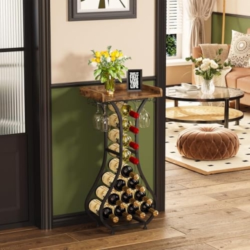 Stylish X-cosrack Wine Rack 14 Bottles with Glass Holder