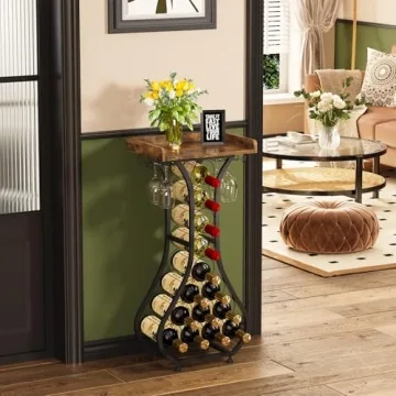 Stylish X-cosrack Wine Rack 14 Bottles with Glass Holder