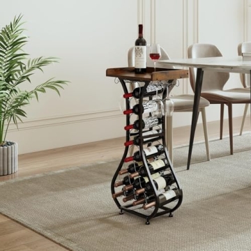Stylish X-cosrack Wine Rack 14 Bottles with Glass Holder