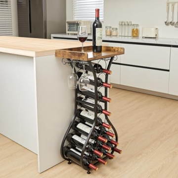 Stylish X-cosrack Wine Rack 14 Bottles with Glass Holder