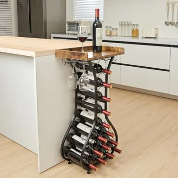 Stylish X-cosrack Wine Rack 14 Bottles with Glass Holder