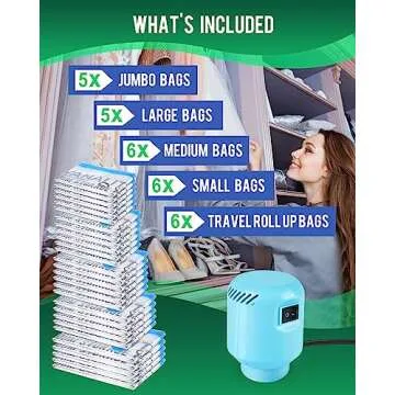 Vacuum Storage Bags with Electric Pump, 28 Pack (5 Jumbo, 5 Large, 6 Medium, 6 Small, 6 Roll Up Bags...