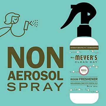 MRS. MEYER'S CLEAN DAY Room and Air Freshener Spray, Non-Aerosol Spray Bottle Infused with Essential Oils, Basil, 8 fl. oz