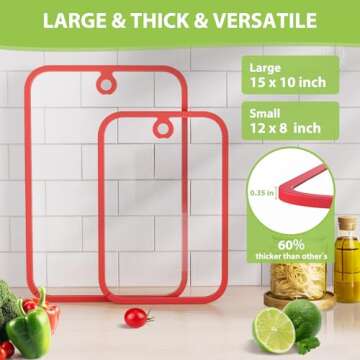 Cutting Board, Freshmage Glass Cutting Boards for Kitchen, 2Pcs Chopping Board Set with Non-Slip Edg...