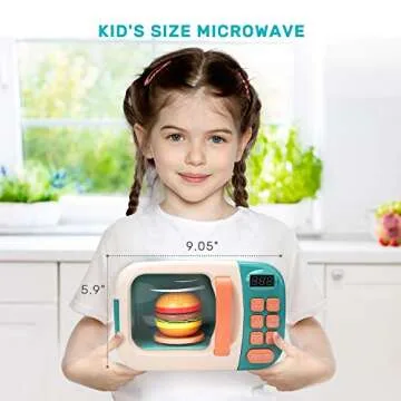 CUTE STONE Microwave Toys Kitchen Play Set, Kids Pretend Play Electronic Oven with Play Food, Kids Cookware Pot and Pan Toy Set, Cooking Utensils,Great Learning Kitchen Toys for Girls Boys