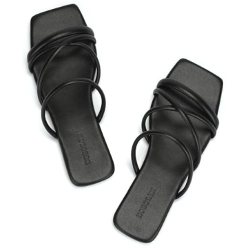 DOBOLIN Women's Stylish Wide Width Flat Strappy Sandals for Summer