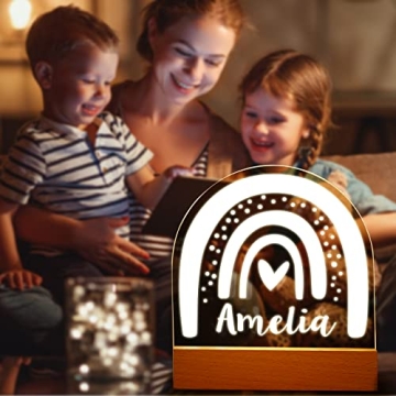 Personalized Watercolor Rainbow Acrylic LED Night Light for Kids