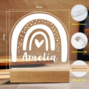 Personalized Watercolor Rainbow Acrylic LED Night Light for Kids