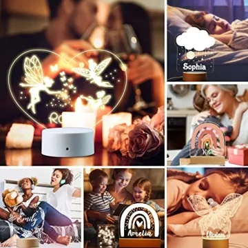 Personalized Watercolor Rainbow Acrylic LED Night Light for Kids