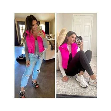 UANEO Stylish Cropped Puffer Vest for Women