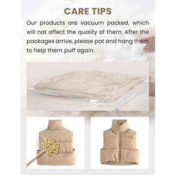 UANEO Cropped Puffer Vest Women Zip Up Stand Collar Sleeveless Padded Crop Puffy Vests (Rose-L)