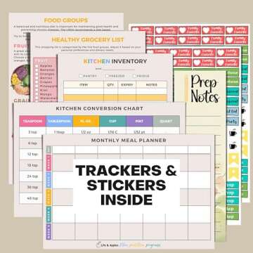 Life & Apples Meal Planner with Grocery List - Weekly Menu Plan and Prep, Healthy Diet and Weight Loss Tracking, 1 Year Undated Meal Planning Notebook, 5 X 8 Inch Spiral Notebook, Marble