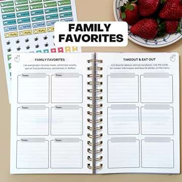 Life & Apples Meal Planner with Grocery List - Weekly Menu Plan and Prep, Healthy Diet and Weight Loss Tracking, 1 Year Undated Meal Planning Notebook, 5 X 8 Inch Spiral Notebook, Marble