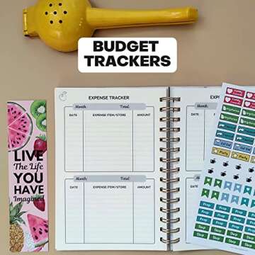 Life & Apples Meal Planner with Grocery List - Weekly Menu Plan and Prep, Healthy Diet and Weight Loss Tracking, 1 Year Undated Meal Planning Notebook, 5 X 8 Inch Spiral Notebook, Marble